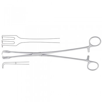 Schroeder Tenaculum Forcep Straight - 3 x 3 Teeth Stainless Steel, 27 cm - 10 3/4"